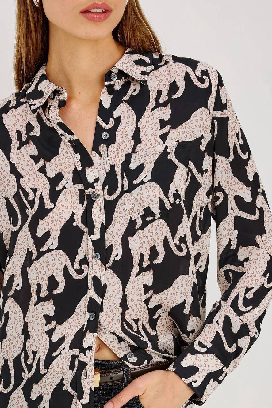 NEW RAILS women's the alyssa jaguar blouse in black onyx
